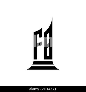 FB Monogram logo letter with building shape style design isolated on white background, real estate property, architech logo letter building. Stock Vector