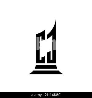 CJ Monogram logo letter with building shape style design isolated on white background, real estate property, architech logo letter building. Stock Vector