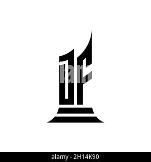 DF Monogram logo letter with building shape style design isolated on white background, real estate property, architech logo letter building. Stock Vector