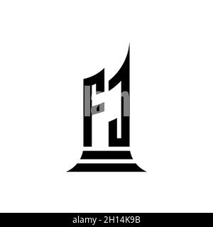 FJ Monogram logo letter with building shape style design isolated on white background, real estate property, architech logo letter building. Stock Vector