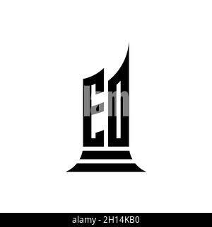 EO Monogram logo letter with building shape style design isolated on white background, real estate property, architech logo letter building. Stock Vector