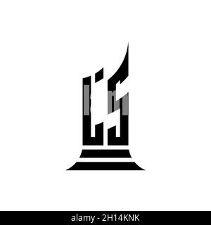 LS Monogram logo letter with building shape style design isolated on white background, real estate property, architech logo letter building. Stock Vector
