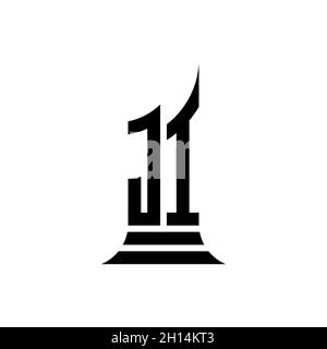 JI Monogram logo letter with building shape style design isolated on white background, real estate property, architech logo letter building. Stock Vector