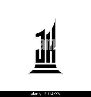 JK Monogram logo letter with building shape style design isolated on white background, real estate property, architech logo letter building. Stock Vector