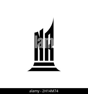 NR Monogram logo letter with building shape style design isolated on white background, real estate property, architech logo letter building. Stock Vector