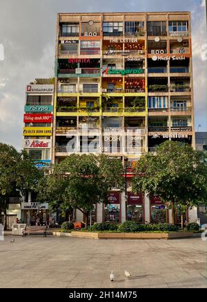 Saigon, Vietnam - Jan 26, 2021. Old architecture of Saigon, Vietnam. Saigon used to be the capital of the Republic of Vietnam, the largest economic ce Stock Photo