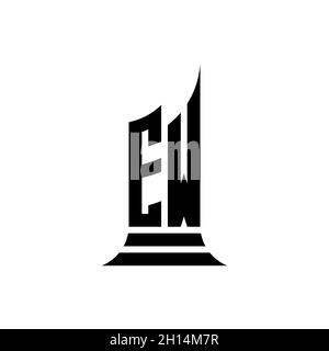 EW Monogram logo letter with building shape style design isolated on white background, real estate property, architech logo letter building. Stock Vector