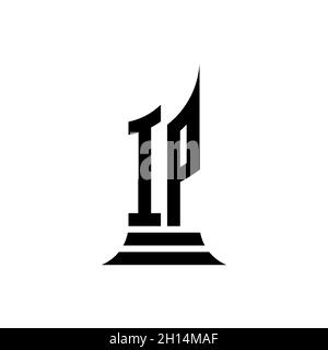 IP Monogram logo letter with building shape style design isolated on white background, real estate property, architech logo letter building. Stock Vector