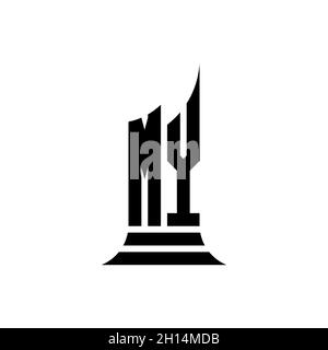 MY Monogram logo letter with building shape style design isolated on white background, real estate property, architech logo letter building. Stock Vector