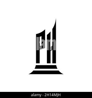 PH Monogram logo letter with building shape style design isolated on white background, real estate property, architech logo letter building. Stock Vector
