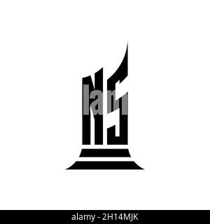 NS Monogram logo letter with building shape style design isolated on white background, real estate property, architech logo letter building. Stock Vector