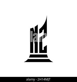NZ Monogram logo letter with building shape style design isolated on white background, real estate property, architech logo letter building. Stock Vector