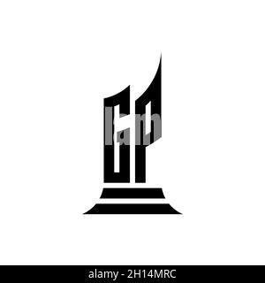 GP Monogram logo letter with building shape style design isolated on white background, real estate property, architech logo letter building. Stock Vector