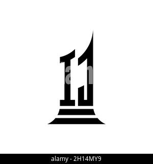 IJ Monogram logo letter with building shape style design isolated on white background, real estate property, architech logo letter building. Stock Vector