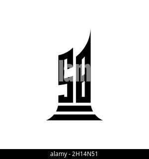 SB Monogram logo letter with building shape style design isolated on white background, real estate property, architech logo letter building. Stock Vector
