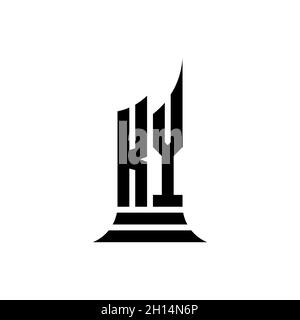 KY Monogram logo letter with building shape style design isolated on white background, real estate property, architech logo letter building. Stock Vector