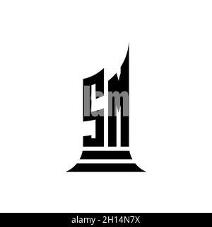 SM Monogram logo letter with building shape style design isolated on white background, real estate property, architech logo letter building. Stock Vector