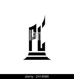 PL Monogram logo letter with building shape style design isolated on white background, real estate property, architech logo letter building. Stock Vector