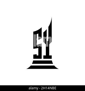 SY Monogram logo letter with building shape style design isolated on white background, real estate property, architech logo letter building. Stock Vector