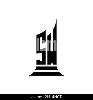 SW Monogram logo letter with building shape style design isolated on white background, real estate property, architech logo letter building. Stock Vector