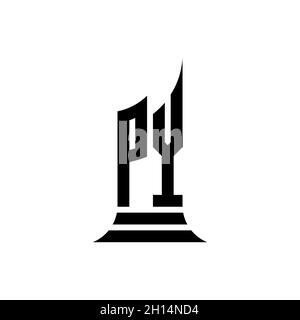 PY Monogram logo letter with building shape style design isolated on white background, real estate property, architech logo letter building. Stock Vector