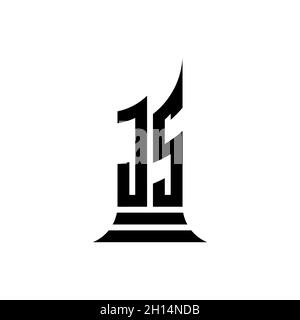 JS Monogram logo letter with building shape style design isolated on white background, real estate property, architech logo letter building. Stock Vector
