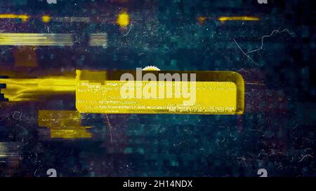Abstract animation of golden usb flash drive with virus inserting in the laptop and hacking the factory system. Hacking software Stock Photo