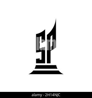 SP Monogram logo letter with building shape style design isolated on white background, real estate property, architech logo letter building. Stock Vector