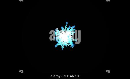 Abstract blue drawn lines stripes, moving from the center on a black background. Beautiful abstract animation Stock Photo