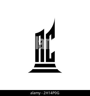 AC Monogram logo letter with building shape style design isolated on white background, real estate property, architech logo letter building. Stock Vector