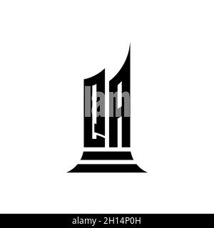 QA Monogram logo letter with building shape style design isolated on white background, real estate property, architech logo letter building. Stock Vector
