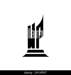 WP Monogram logo letter with building shape style design isolated on white background, real estate property, architech logo letter building. Stock Vector
