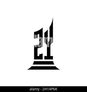 ZY Monogram logo letter with building shape style design isolated on white background, real estate property, architech logo letter building. Stock Vector