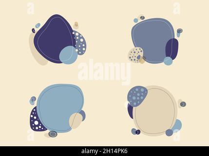 Set of abstract organic shapes hand drawn minimalistic art design elements. Vector illustration Stock Vector