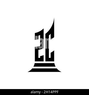 ZC Monogram logo letter with building shape style design isolated on white background, real estate property, architech logo letter building. Stock Vector