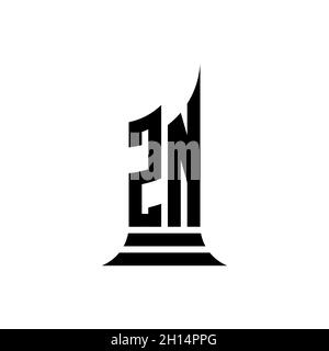 ZN Monogram logo letter with building shape style design isolated on white background, real estate property, architech logo letter building. Stock Vector