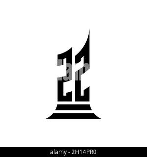ZZ Monogram logo letter with building shape style design isolated on white background, real estate property, architech logo letter building. Stock Vector