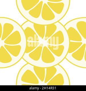 Seamless lemon slices pattern vector. Lemon slices on table handdrawn pattern. Stock Vector