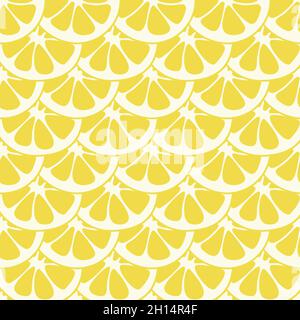 Seamless lemon slices pattern vector. Lemon slices on table handdrawn pattern. Stock Vector