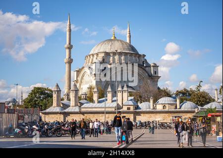 ISTANBUL, TURKEY - OCTOBER 12, 2021: Istanbul city view. View of mosque Beyazit in Istanbul. Beyazit Mosque 16th century Ottoman imperial mosque as se Stock Photo