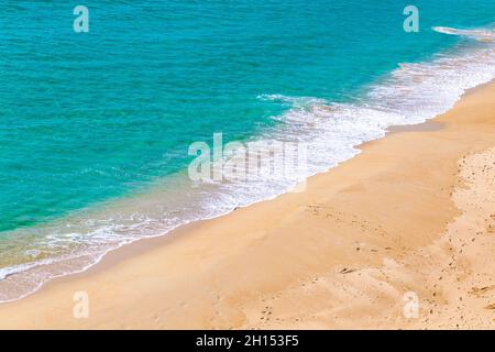 Azure water and sand at Gwynver Beach near Sennen, Penwith Peninsula, Cornwall, UK Stock Photo