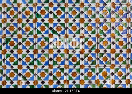 Moorish ceramic tiles with simple geometric pattern Stock Photo
