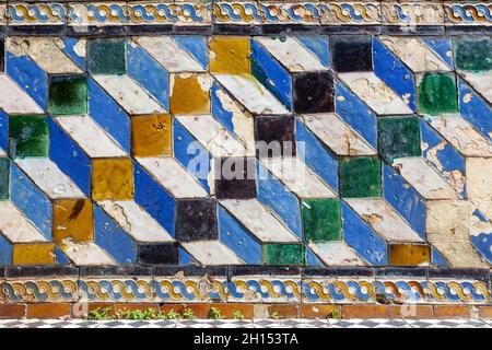 Moorish ceramic tiles with simple geometric pattern Stock Photo