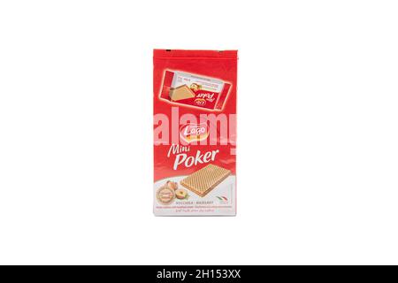 Gastone Lago mini Poker Wafer Bars biscuit on isolated background Stock Photo