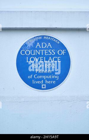 ada lovelace blue plaque st james Stock Photo