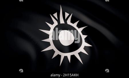 Star Wars. Black sun flag is waving on transparent background. Close-up of waving flag with Black sun logo, seamless loop. Editorial animation. Stock Photo