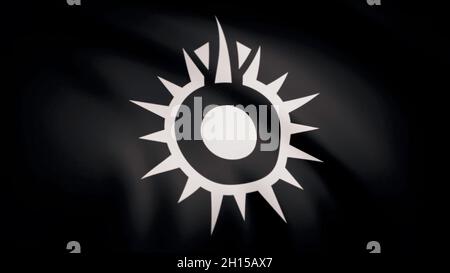 Star Wars. Black sun flag is waving on transparent background. Close-up of waving flag with Black sun logo, seamless loop. Editorial animation. Stock Photo