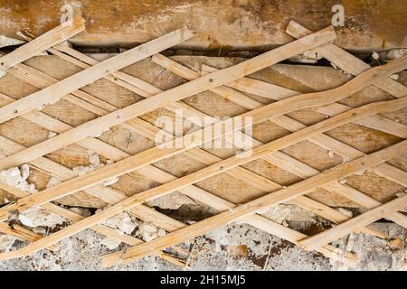 Matting wall in the old apartment before new renovation Stock Photo