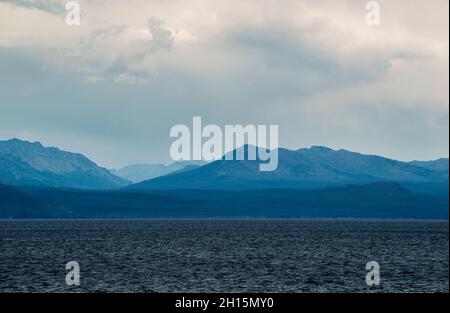 Storm Clouds over Yellowstone Lake in Yellowstone National Park, Wyoming Stock Photo