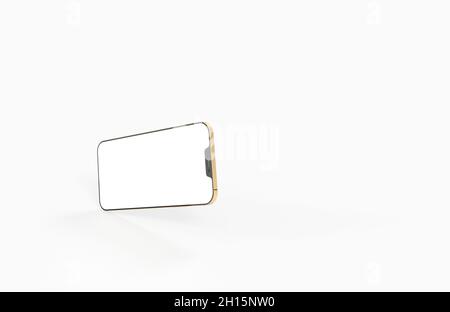 3D rendered smartphone template with copy space for user experience presentation on a white screen Stock Photo